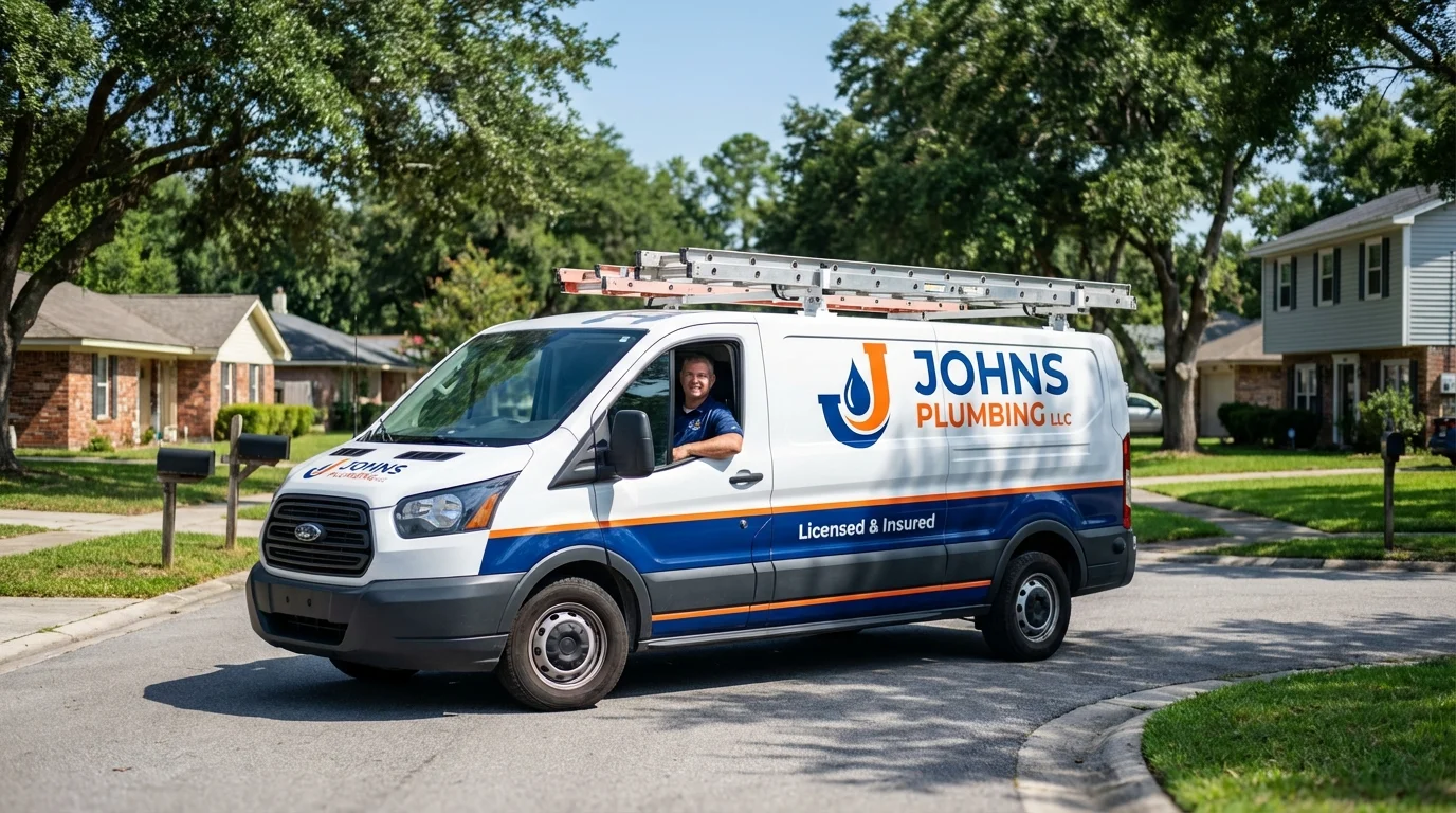 Johns Plumbing LLC service van in Kingsland, TX