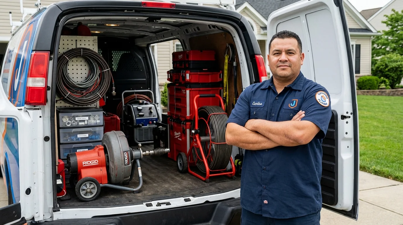 Professional drain cleaning equipment and Johns Plumbing LLC plumber in Kingsland