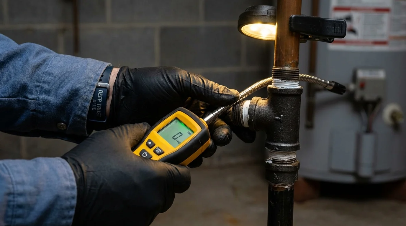 Gas leak detection with electronic sniffer by Johns Plumbing LLC in Kingsland